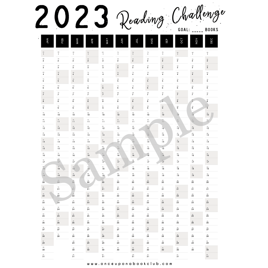 A white sheet labeled 2023 Reading Challenge