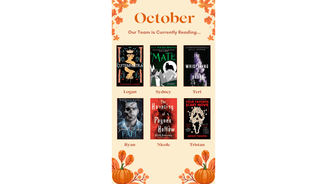 OUABC team October reading list featuring six staff picks with book covers and names.