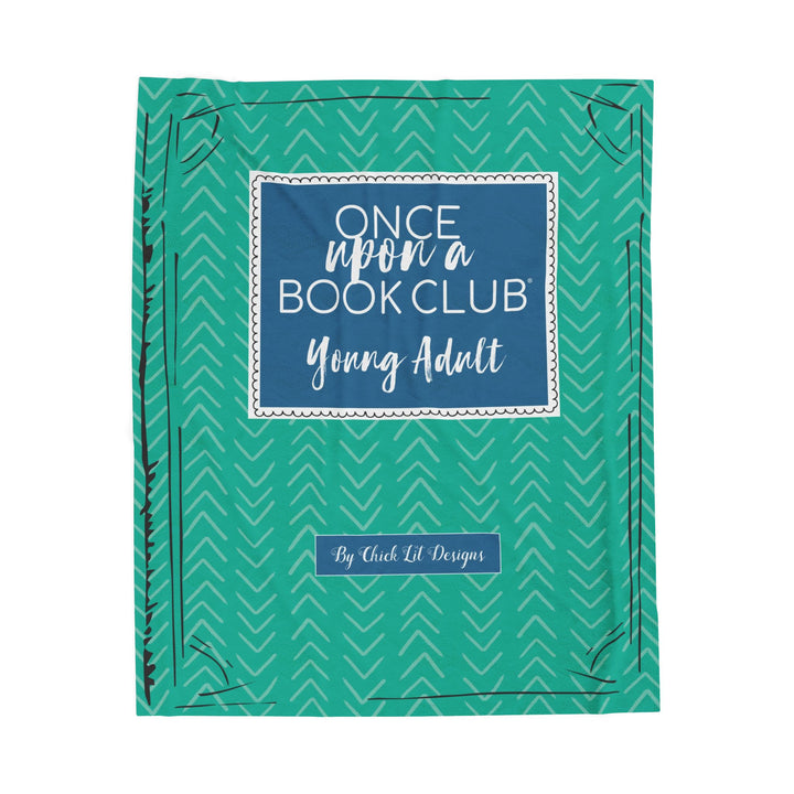 A digital rendering of the turquoise and blue patterned throw blanket inspired by the Once Upon a Book Club Young Adult box.