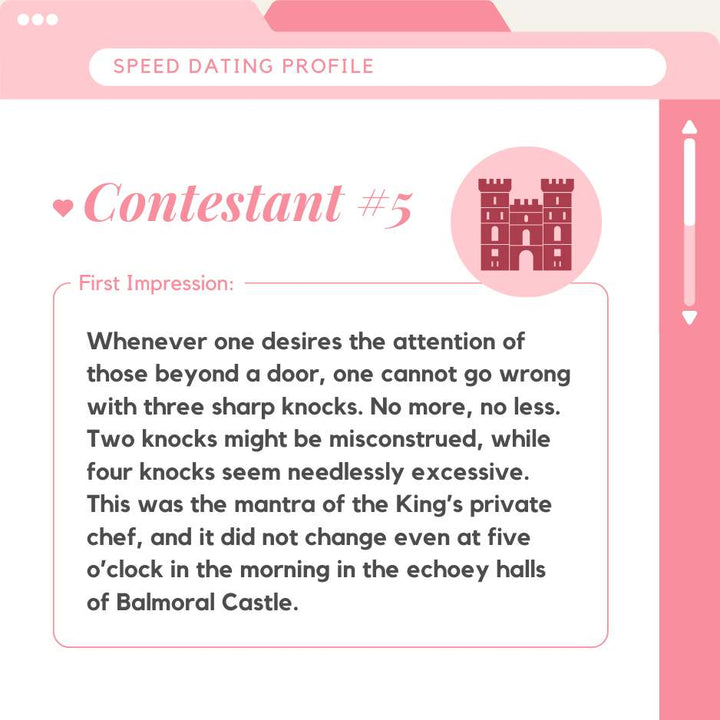 Speed Dating Contestant #5 First Impression