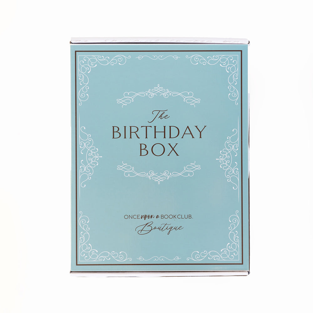 A robin's egg blue Birthday Box sits on a white background.