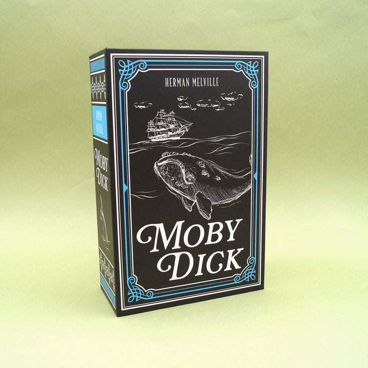 the front exterior of the book safe featuring artwork of Moby Dick by Herman Melville. Also visible is the book safe spine.