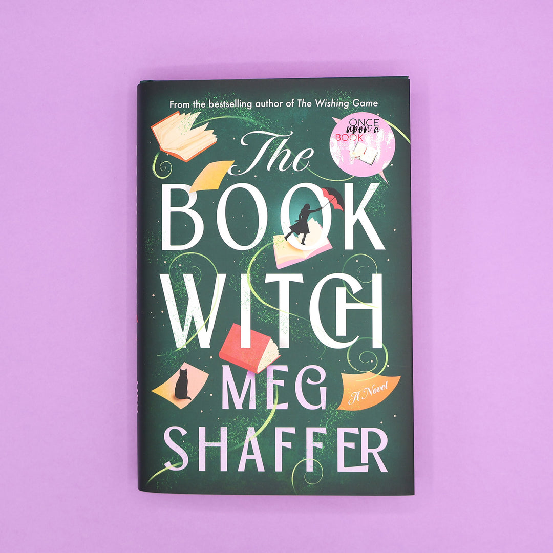 Book cover of 'The Book Witch' by Meg Shaffer on a purple background