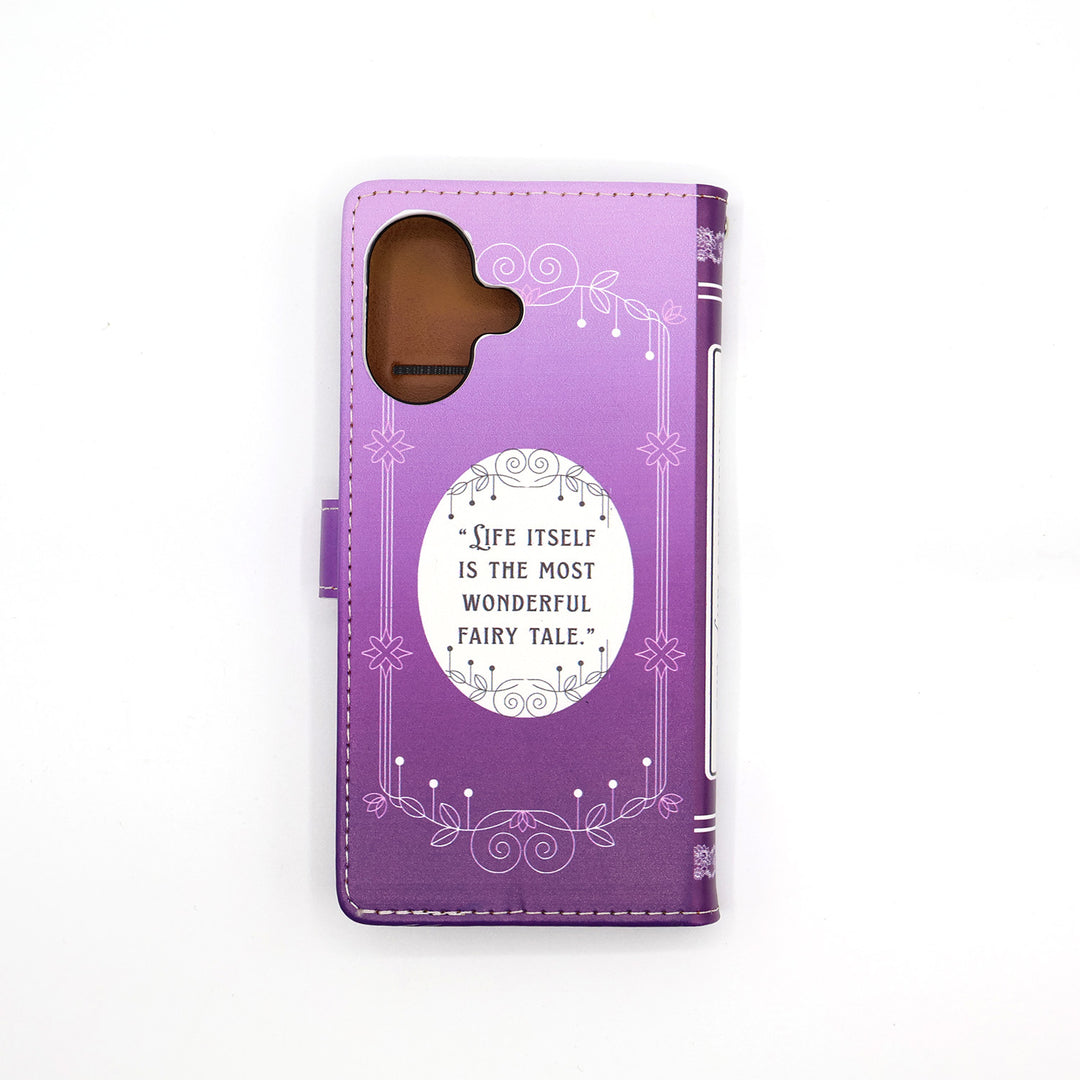Purple phone case with a motivational quote on a white background