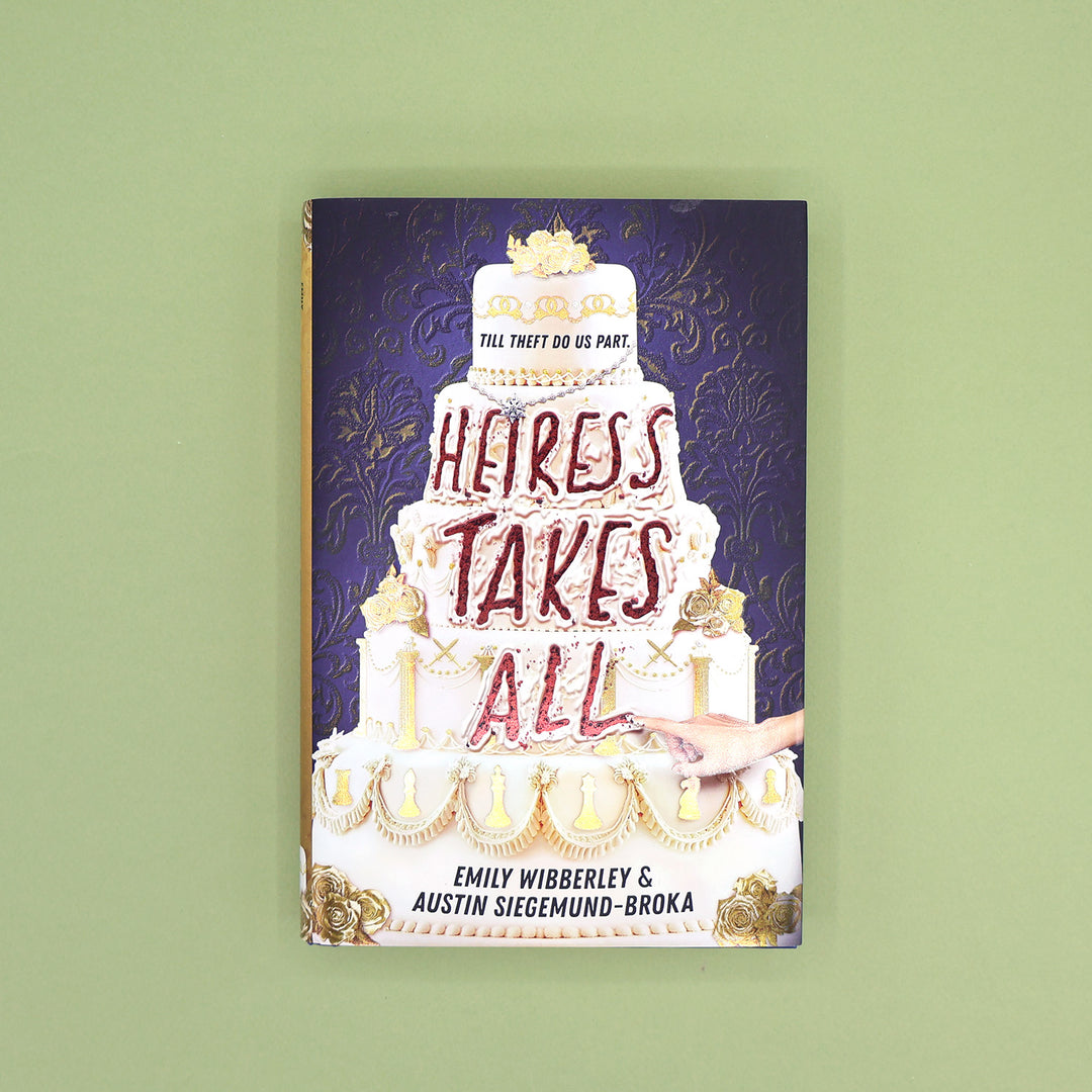 Book cover of 'Heiress Takes All' with a cake design on a green background