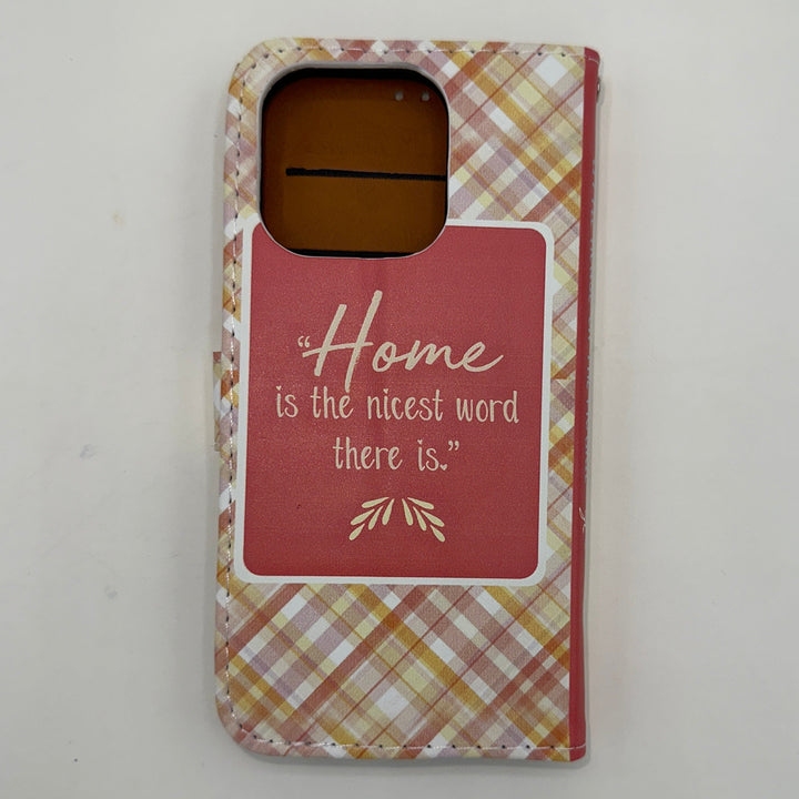 The back of a book shaped phone case inspired by Little House on the Prairie by Laura Ingalls Wilder.