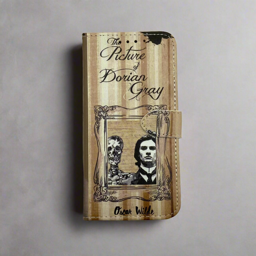 The front of a book-shaped phone case inspired by The Picture of Dorian Gray by Oscar Wilde.