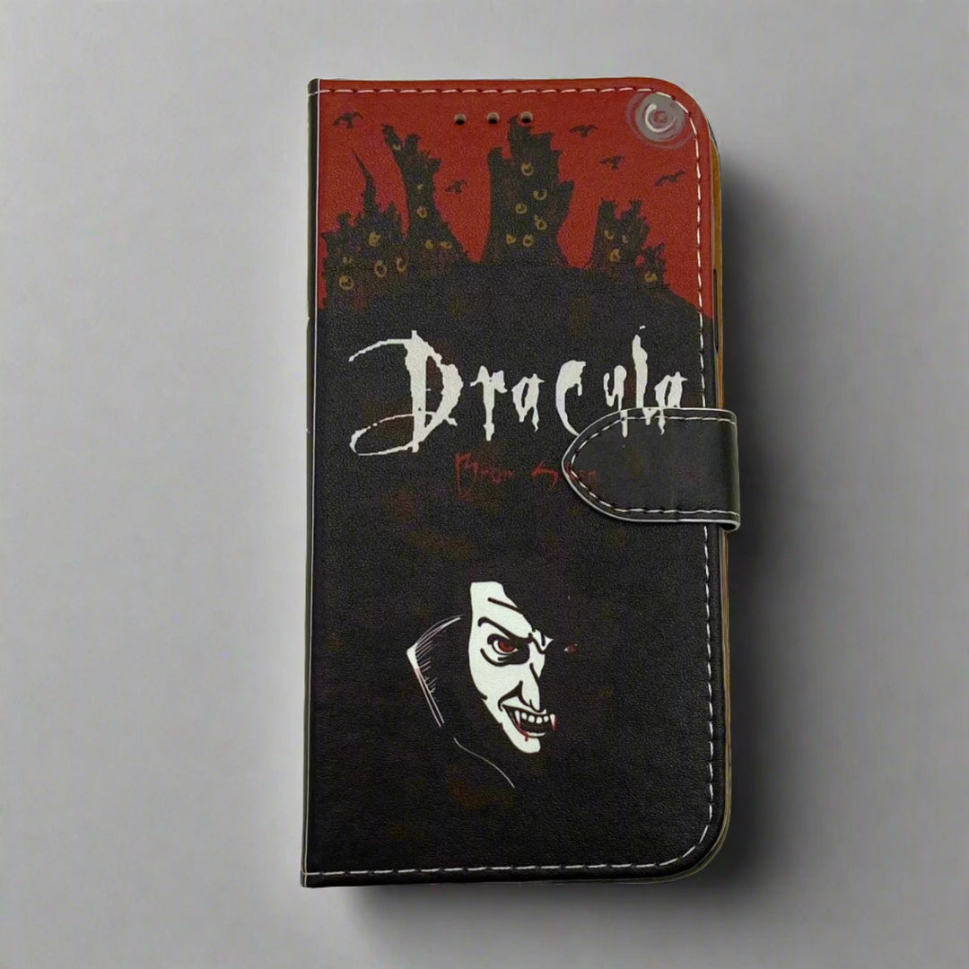 The front of a phone case inspired by Dracula by Bram Stoker.