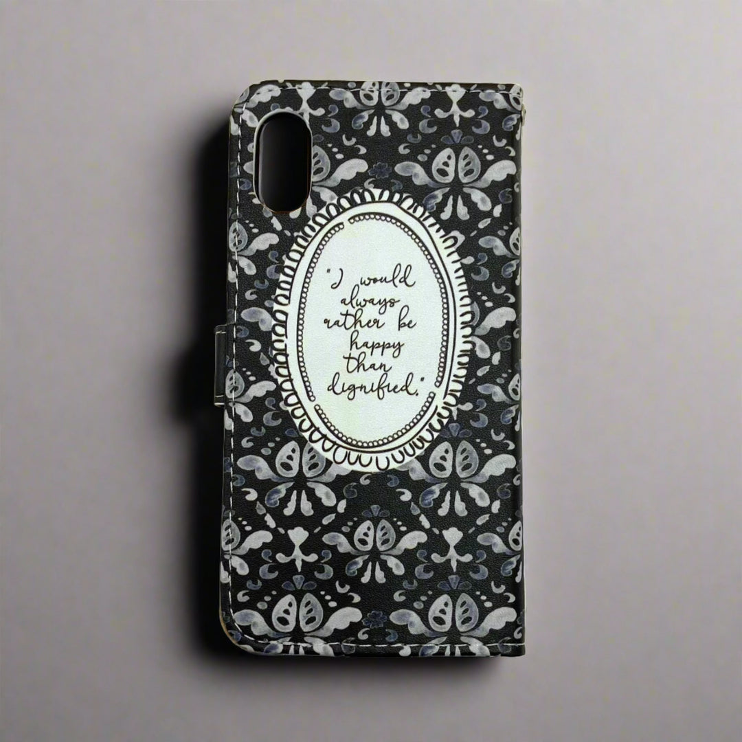 The back cover of a phone case inspired by Jane Eyre by Charlotte Bronte.