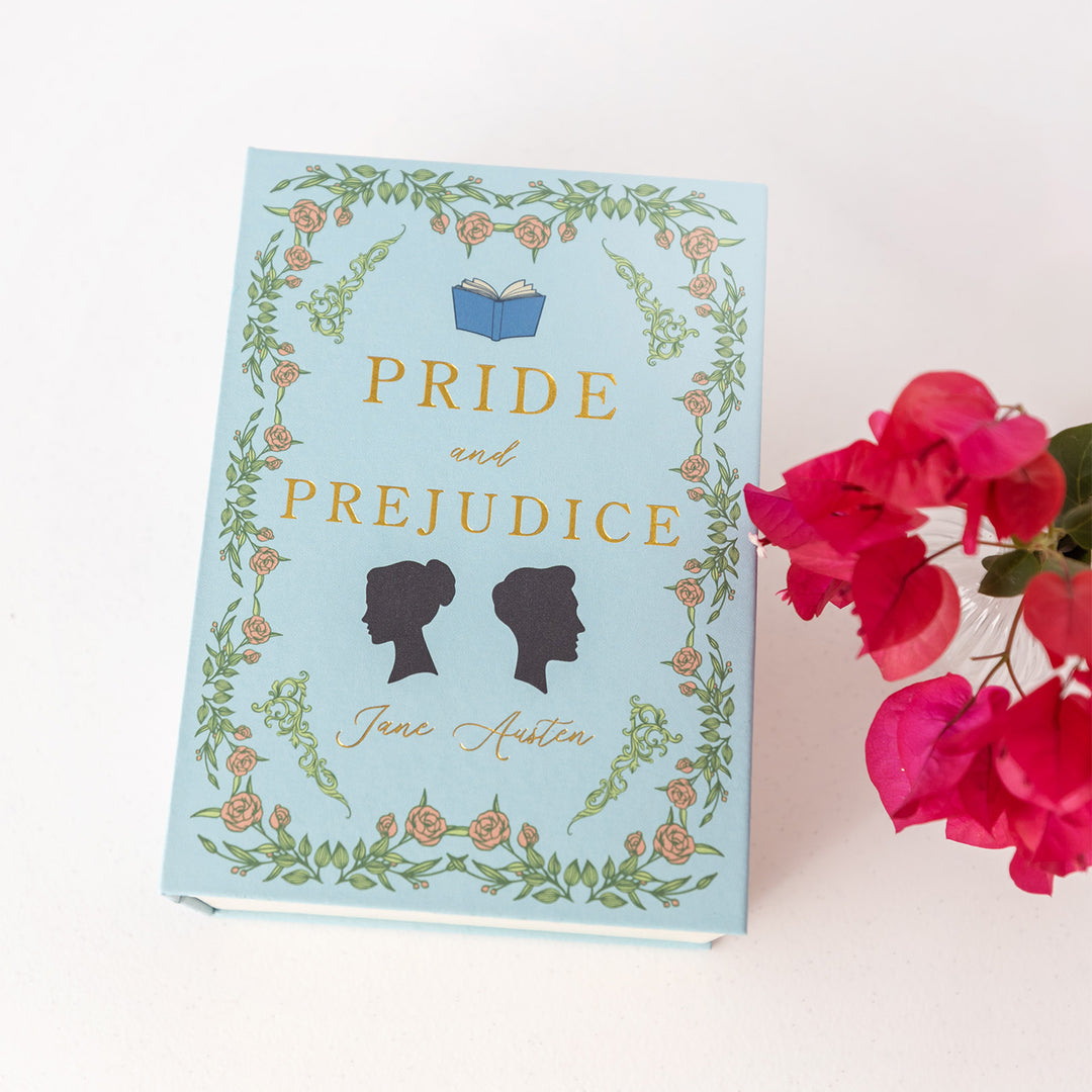 The Pride and Prejudice book-shaped jewelry box exterior.