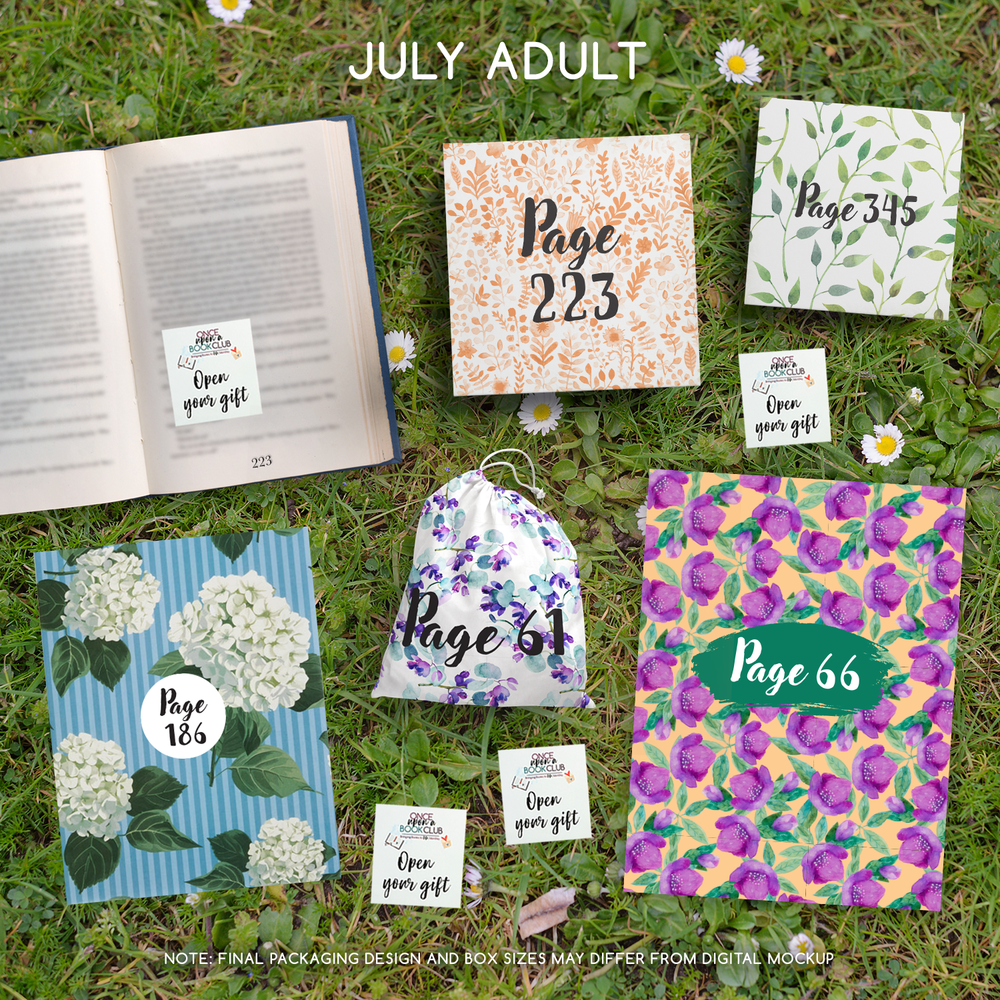 A set of five wrapped gifts labeled with page numbers and open your gift sticky notes!