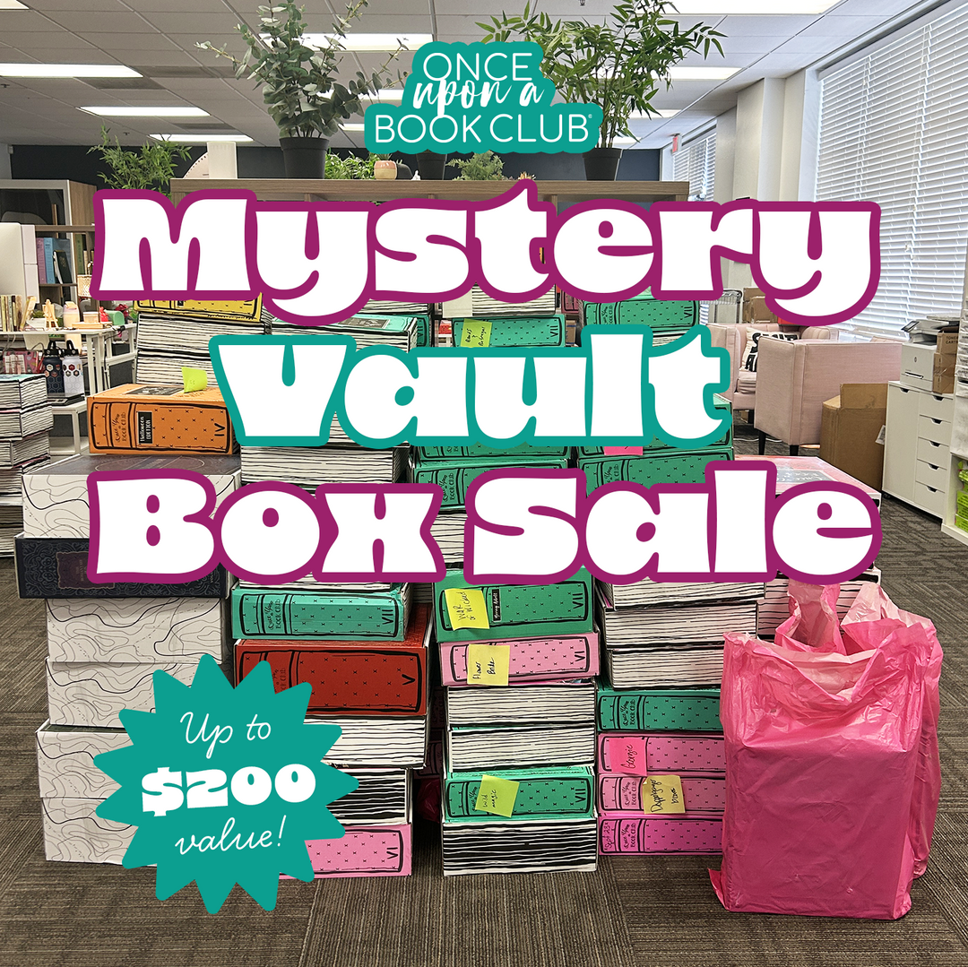 A large pile of multi-colored boxes sits in an office space. The words "Mystery Vault Box Sale" "Up to $200 Value" are in bold letters across the image.