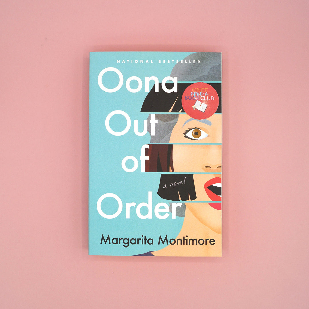 Book cover of 'Oona Out of Order' by Margarita Montimore on a pink background
