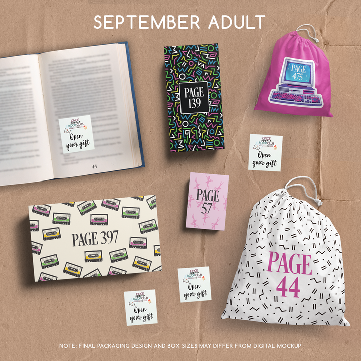A set of five wrapped gifts labeled with page numbers and open your gift sticky notes, designed to match this month's featured book selection!